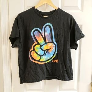 Neff cutoff crop top black and tie-dye unisex L
